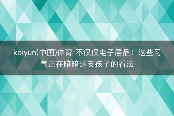 kaiyun(中国)体育 不仅仅电子居品！这些习气正在暗暗透支孩子的看法